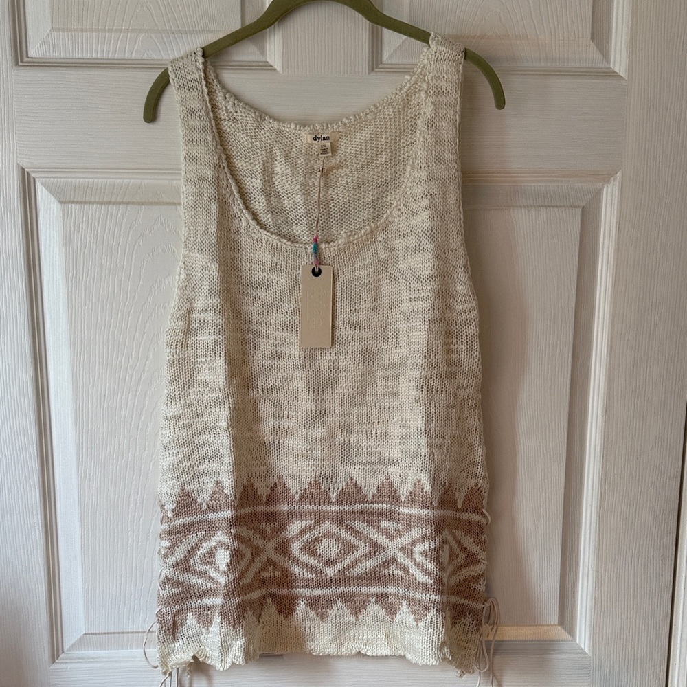Dylan Cream and Brown Knit Tank Top